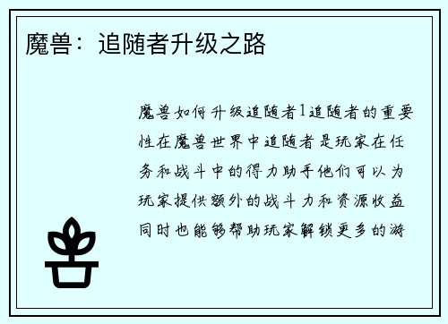 魔兽：追随者升级之路